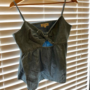 Madewell Chambray Tie-Front Keyhole Cami Top
